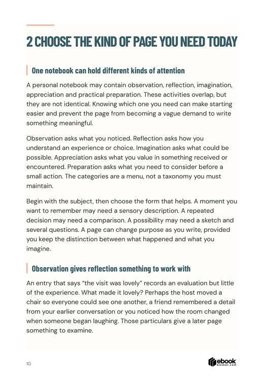 Make Your Notebook Worth Returning To: Choosing observation, reflection and imagination to fit the page