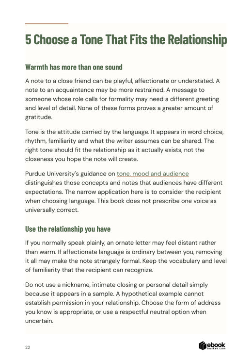 Put Your Thanks Into Words: Choosing a recognizable tone that fits the real relationship