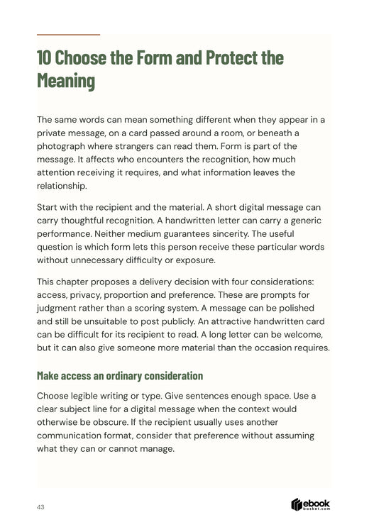 Put Your Thanks Into Words: Matching the delivery format to access, privacy and preference