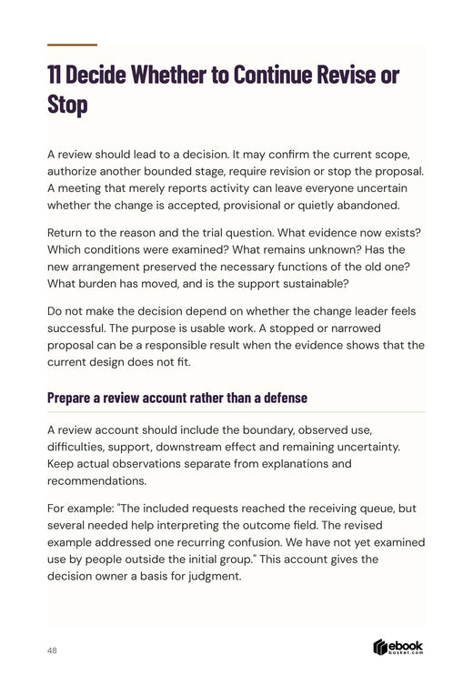 Lead Change People Can Use: Reviewing evidence to continue, revise or stop a trial