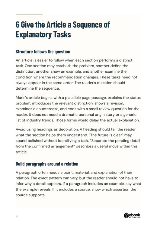 The Thought Leadership Practice: Sequencing an article through distinct explanatory tasks