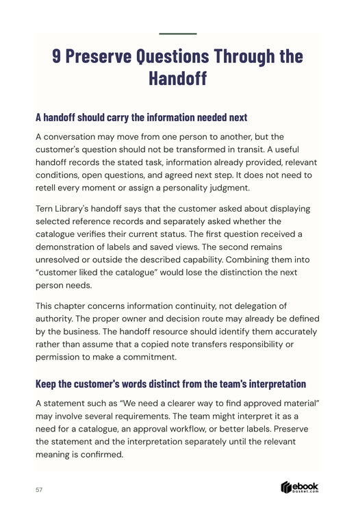 Design for Sales Readiness: Preserving customer questions and uncertainty through a handoff