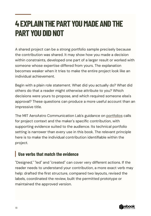 Describe individual contributions within shared work