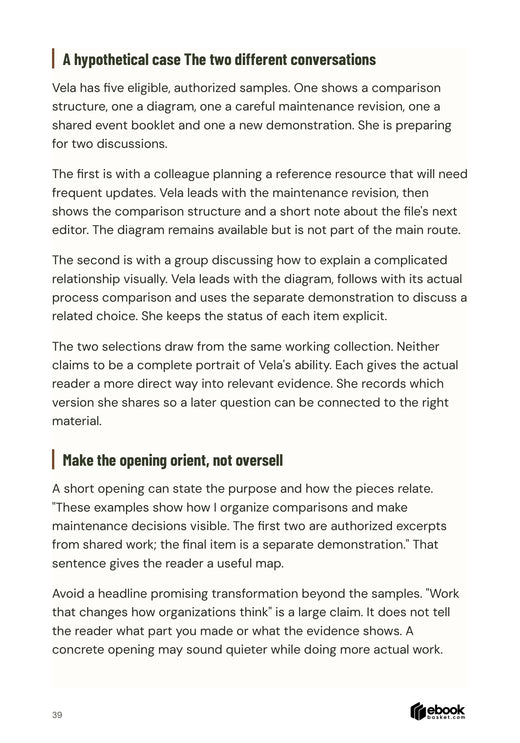Worked example: choose different samples for two portfolio discussions