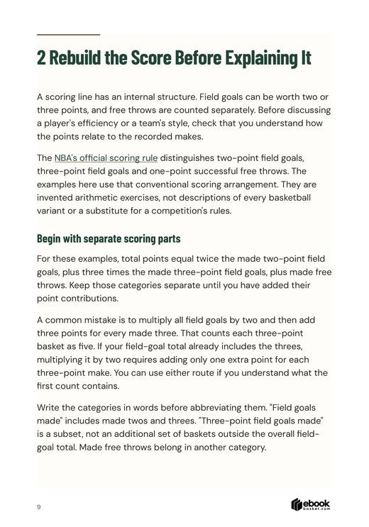 Reconstruct basketball points without double-counting threes