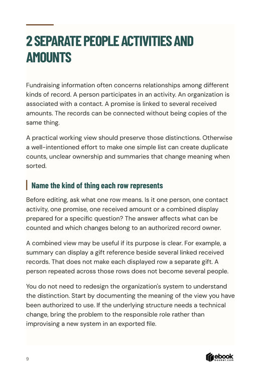 Distinguish people, activities and amounts in a record view