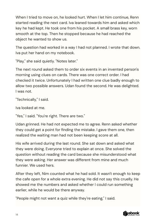 An Abundance of Questions: actual interior sample page 14