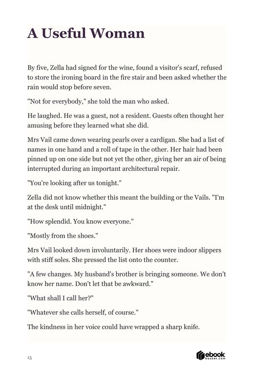 Actual interior page 15 from The Downstairs Woman showing early scene demonstrates specific social observation and dialogue.
