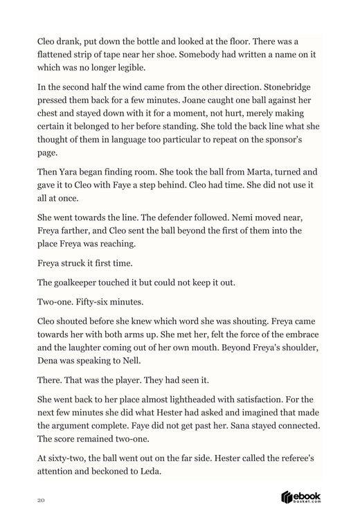 Early football match passage showing a goal and a substitution decision