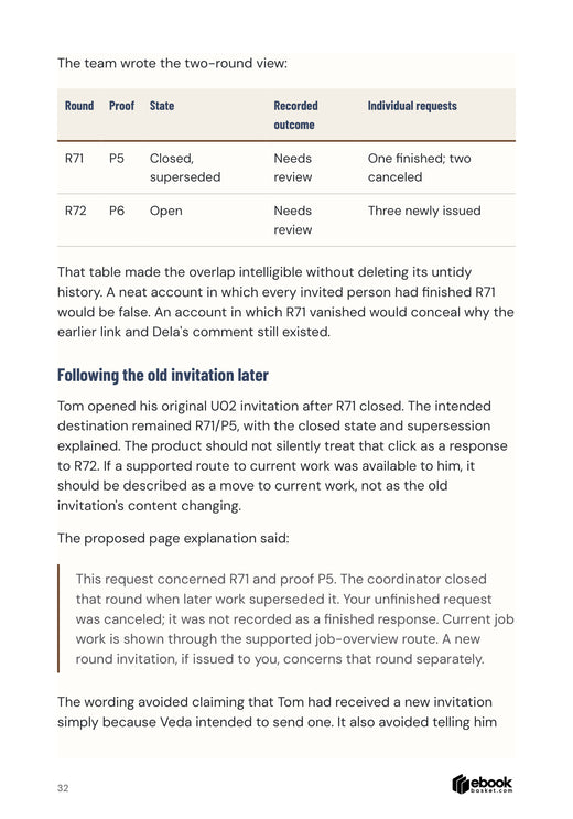 Two fictional review rounds and old invitation explanation