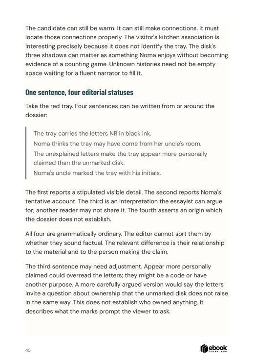 Editorial example distinguishing four different claim statuses about a tray