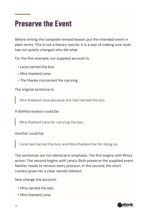 A worked curriculum edit preserving the intended event