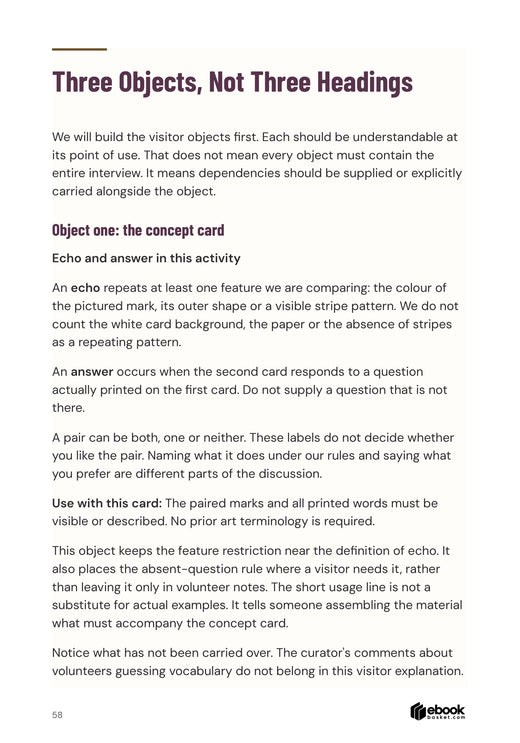 A complete gallery concept card and its content-architecture explanation
