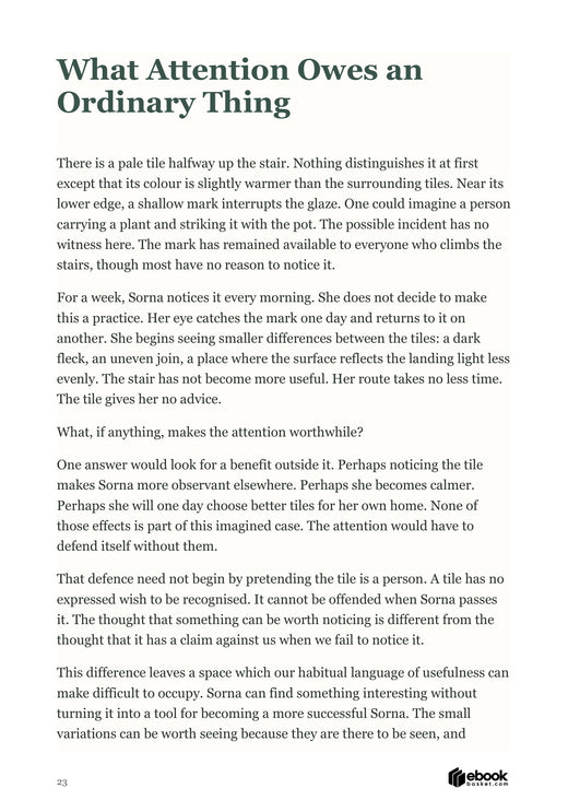 What Attention Owes an Ordinary Thing essay opening