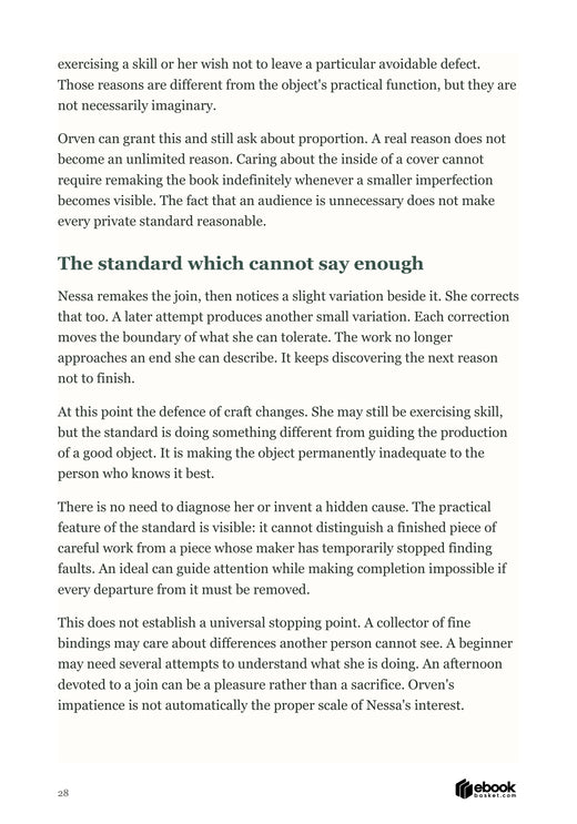 Original argument about private craft standards and completion
