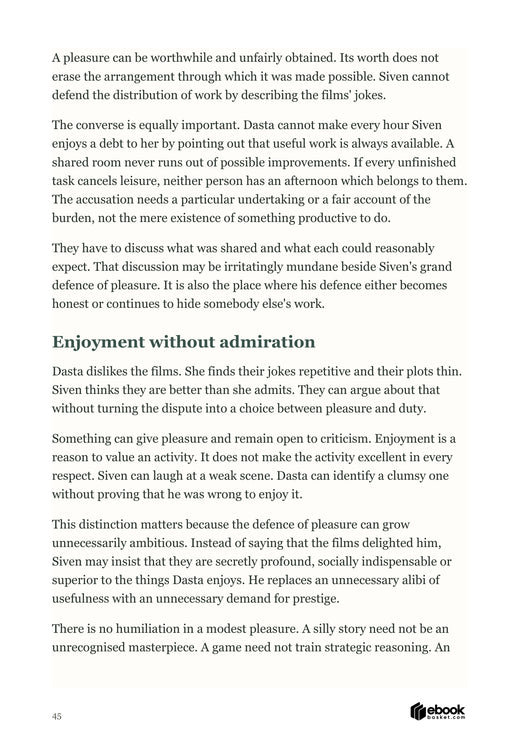 Original argument about enjoyment and a fair division of work