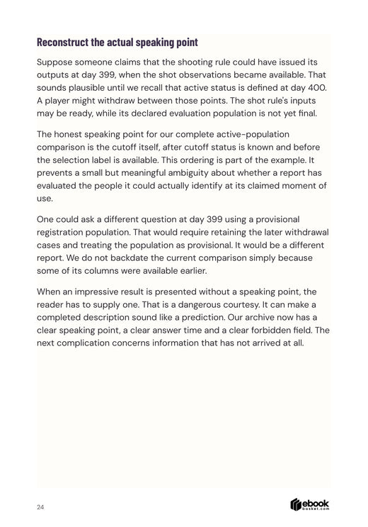 Candidate page explaining why an earlier shot record does not establish an earlier evaluation population
