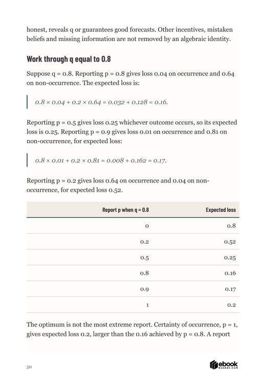 Forecasting You Can Check: Worked expected-loss calculation under explicitly stipulated probability.