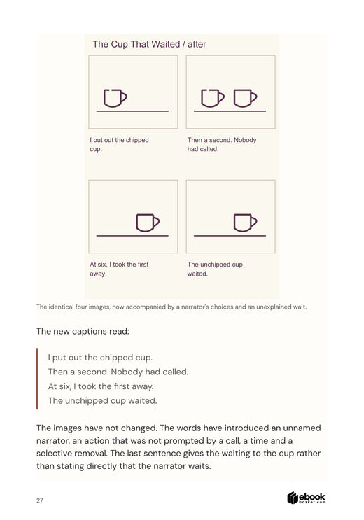 Get a Life Beyond Work: Complete revised cup sequence, its exact four captions and explanation of the changed word-image relationship.