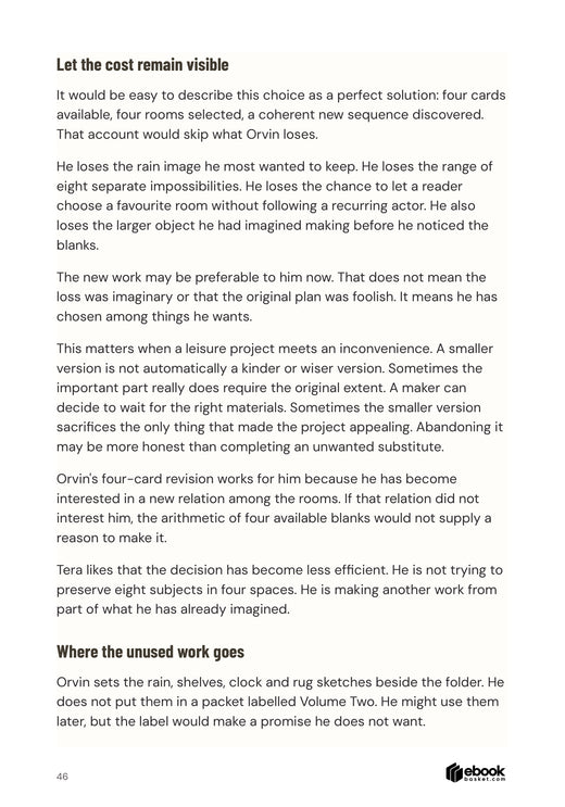 Get a Life Beyond Work: Substantive discussion of what the four-card choice loses, with concrete excluded subjects and a completed paragraph.