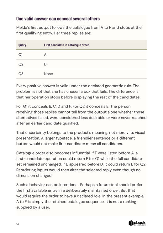 First-candidate answers compared with the full candidate sets.