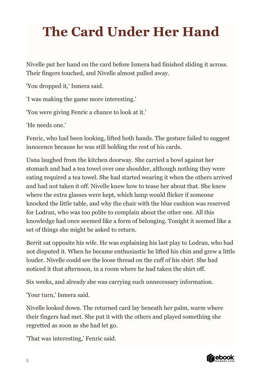 Actual opening card-game page of The Silence We Choose