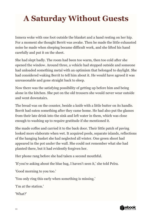 Actual opening page of A Saturday Without Guests