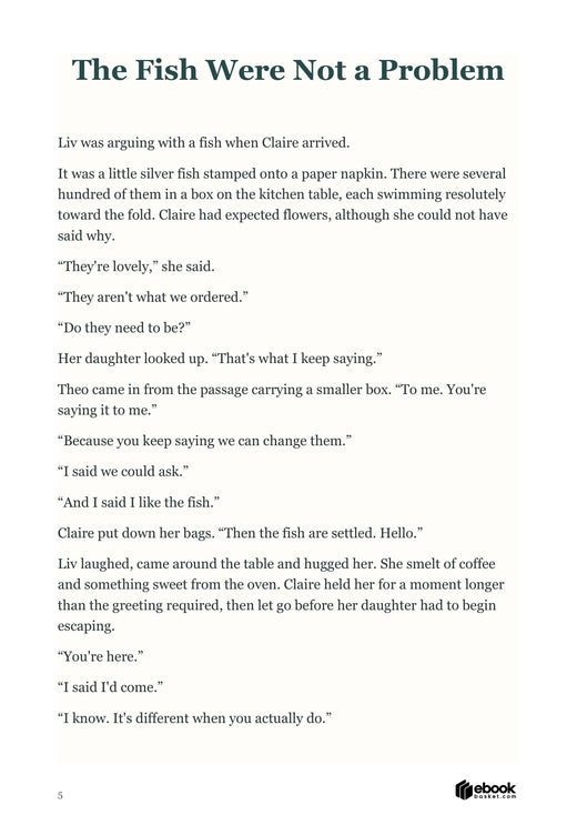 Claire arrives before her adult daughter’s wedding, with a comic napkin disagreement