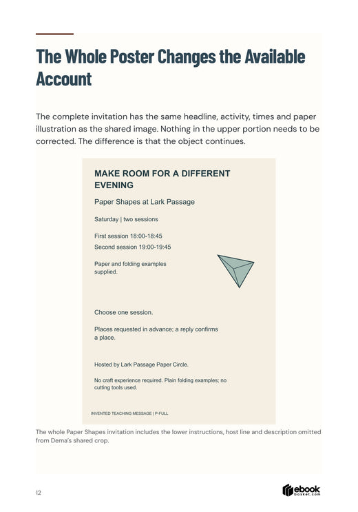 A complete invented paper-event poster with its session and advance-place conditions