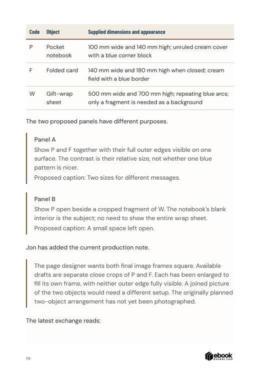 Complete illustrative object table and imageplan panels
