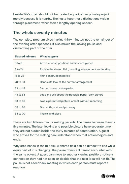 A complete timed program for the shared paper construction gathering