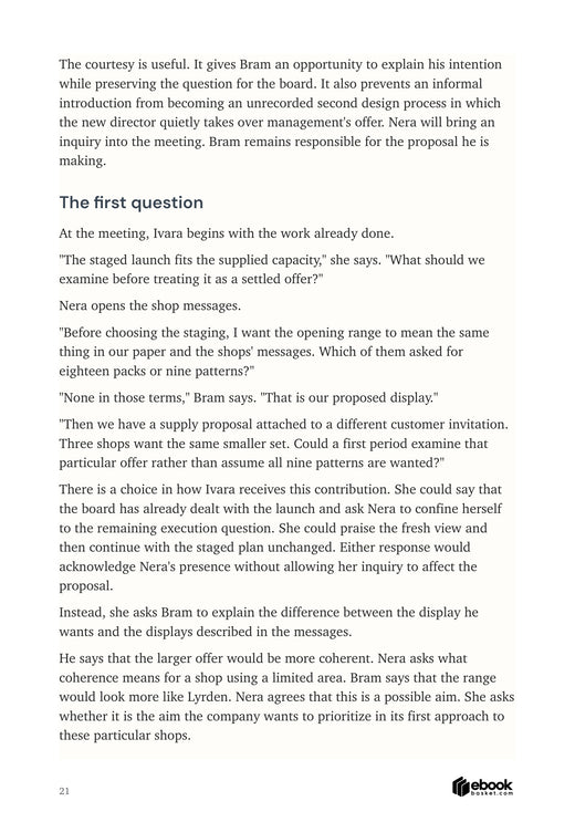 Original board dialogue compares management’s proposed nine-pattern range with the shops’ smaller requests.