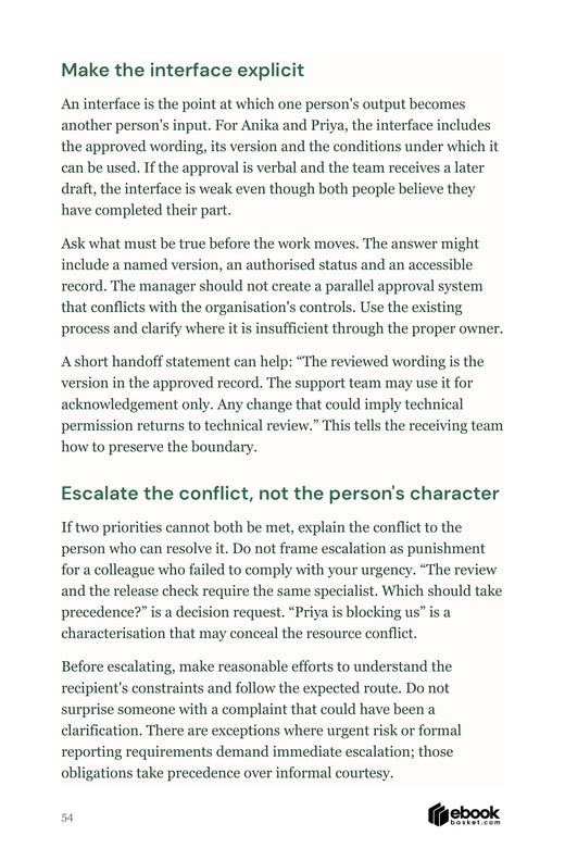 A page explaining clear cross-team handoffs and responsible escalation