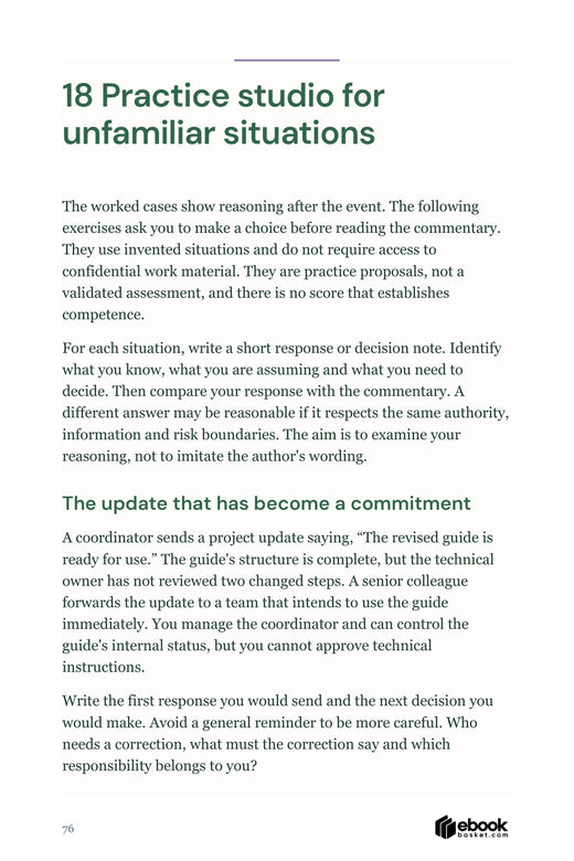 An original management exercise about a guide described as ready before technical approval