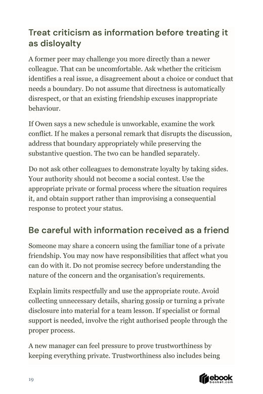 Practical passage on responding fairly to criticism from former peers
