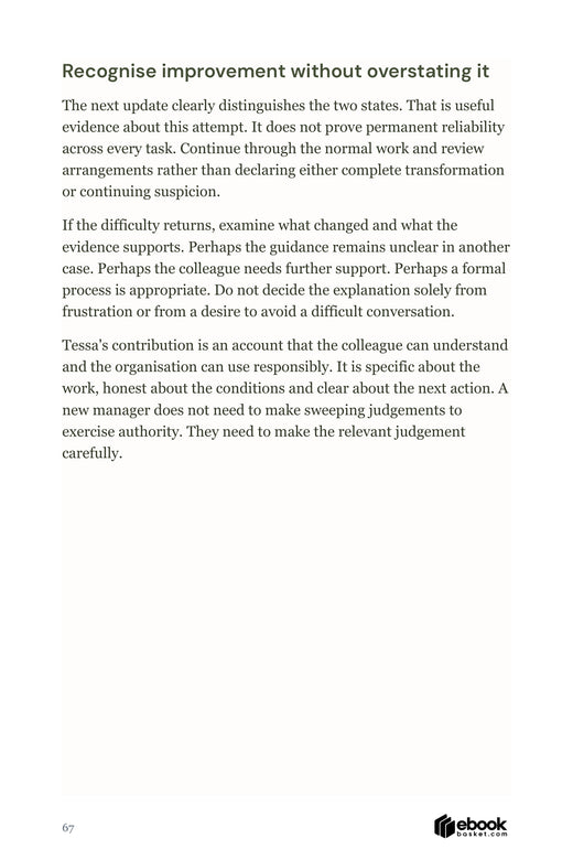 Guidance on acknowledging improvement with proportionate evidence