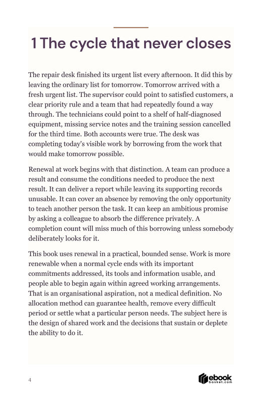 Opening chapter explaining how a repair desk borrows capacity from the next work cycle.