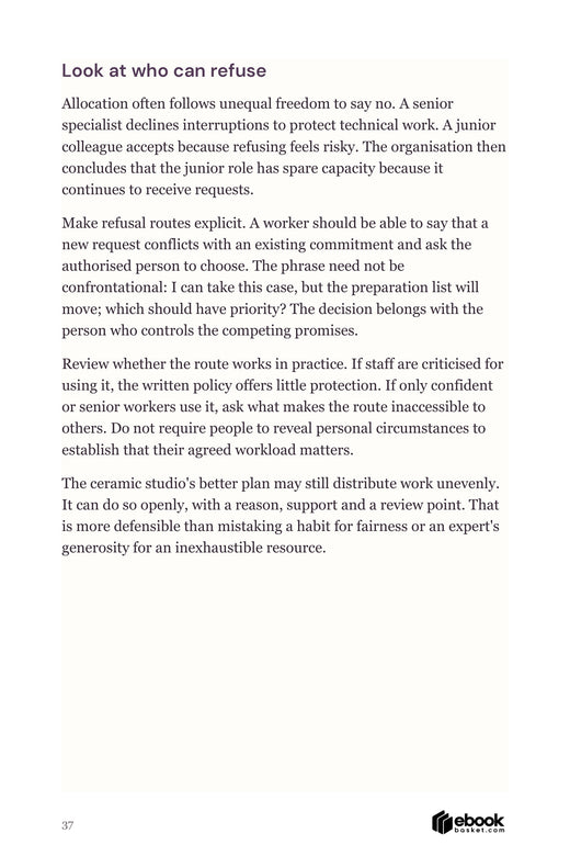 Interior section Look at who can refuse, describing fair allocation and authority to change competing commitments.