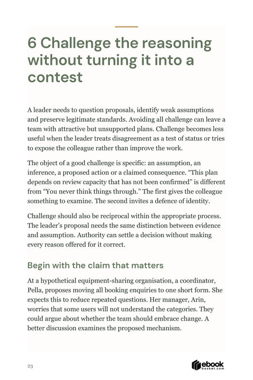 Chapter on challenging reasoning with a hypothetical equipmentbooking form proposal.
