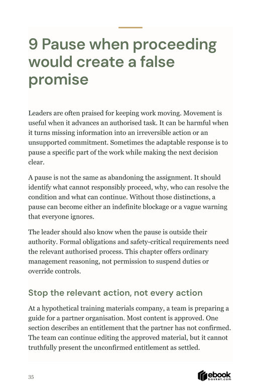 Chapter explaining when to pause an unconfirmed section while other work continues.