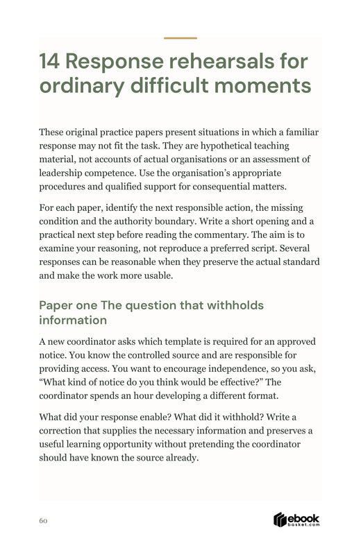 Response rehearsal about a new coordinator who needs an approved template.