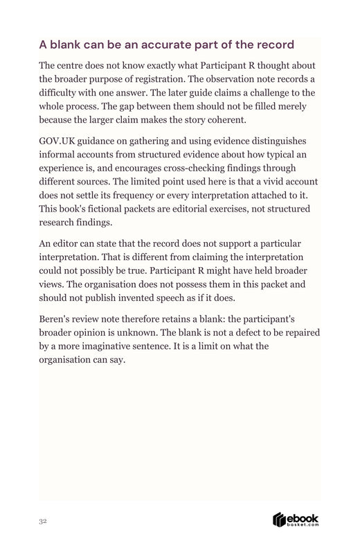 Interior discussion of an unknown participant opinion and why an editorial record should preserve a meaningful blank