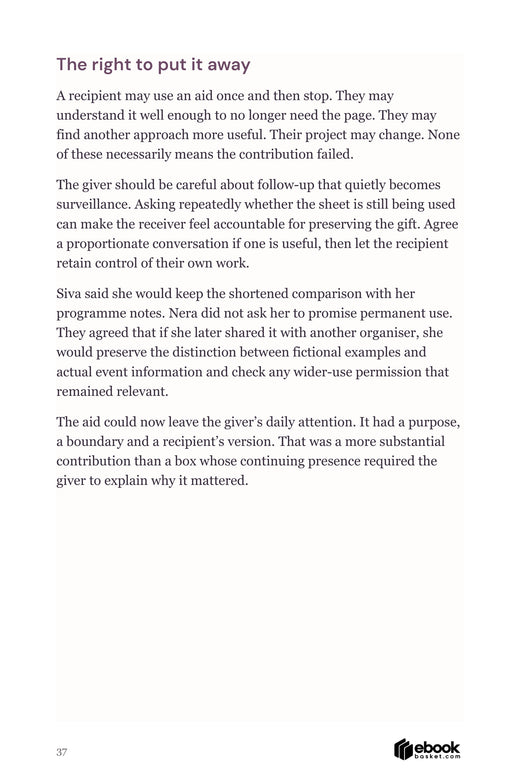 Passage titled The right to put it away, explaining a recipient’s freedom to stop preserving an aid.