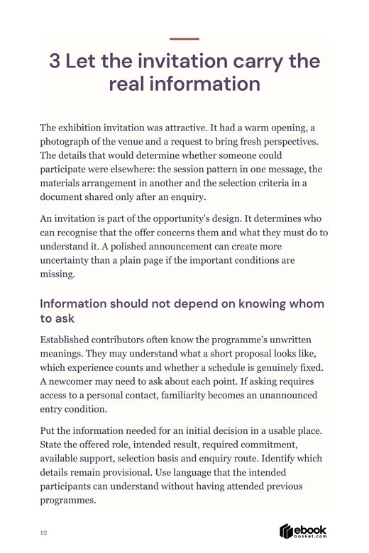 Who Shapes the World page12 explaining the information a programme invitation should carry.