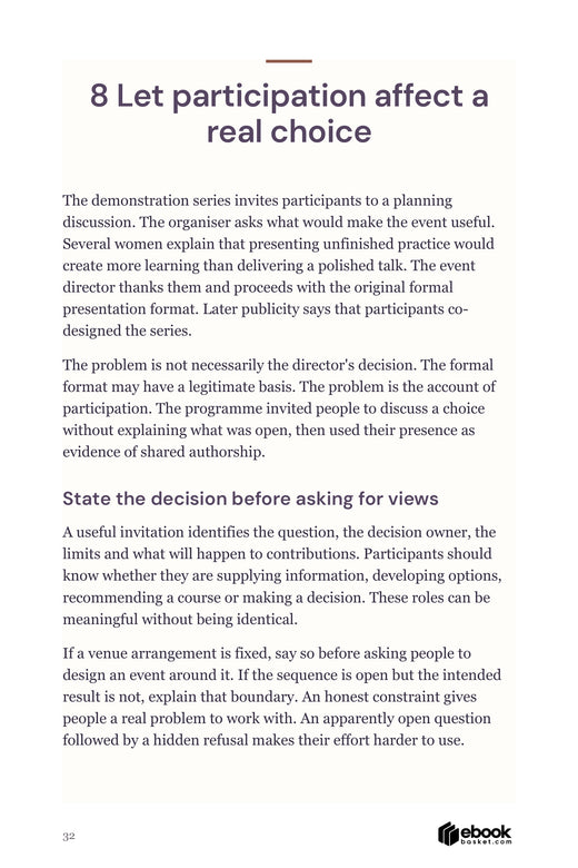 Who Shapes the World page32 on giving programme participants a real choice they can affect.