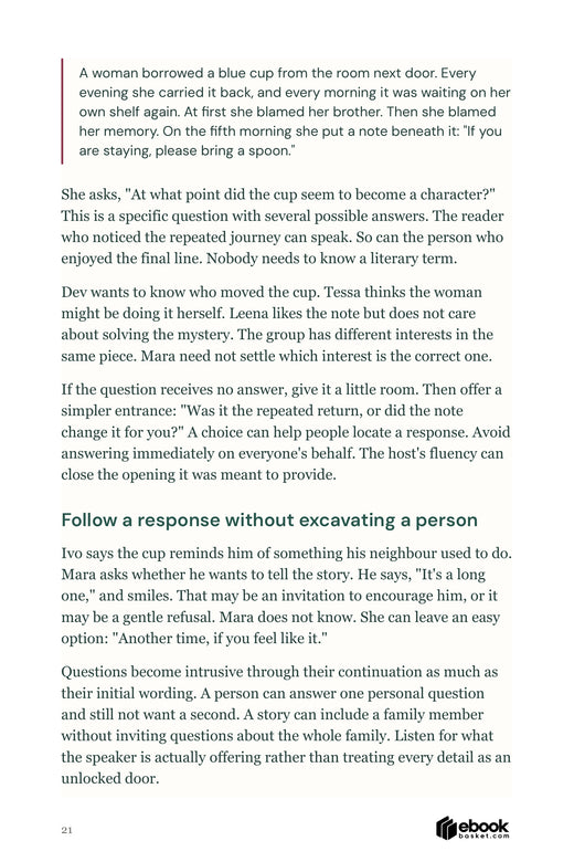 The Shared Vibe sample with an original short cup story and a discussion of following a response without pressuring someone to disclose.