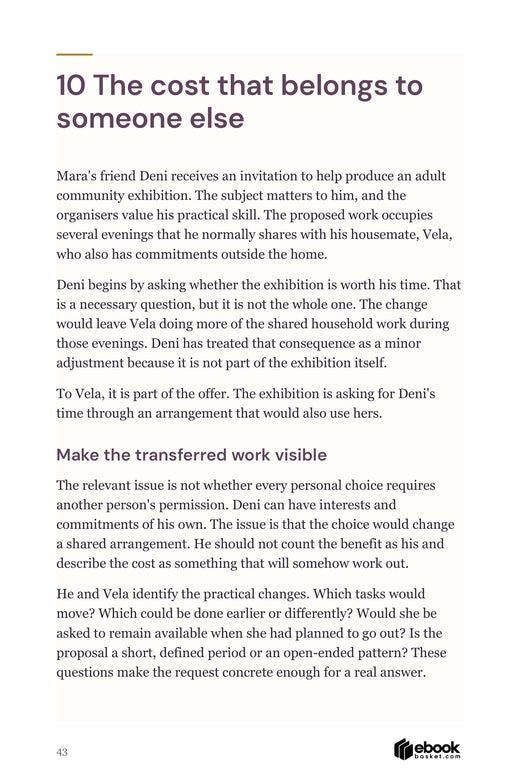 Interior page examining Deni’s exhibition invitation and the additional work it would ask of Vela.