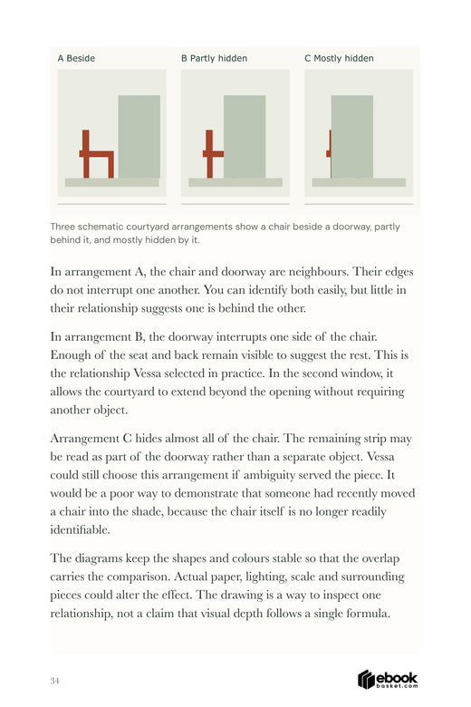 Grit with Direction page 34 compares a chair beside, partly behind and mostly hidden by a doorway.