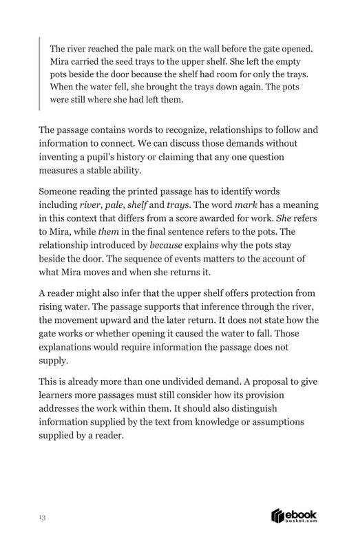 A New Reading System preview: an original seed-tray passage and analysis of word reading, meaning and textual evidence.
