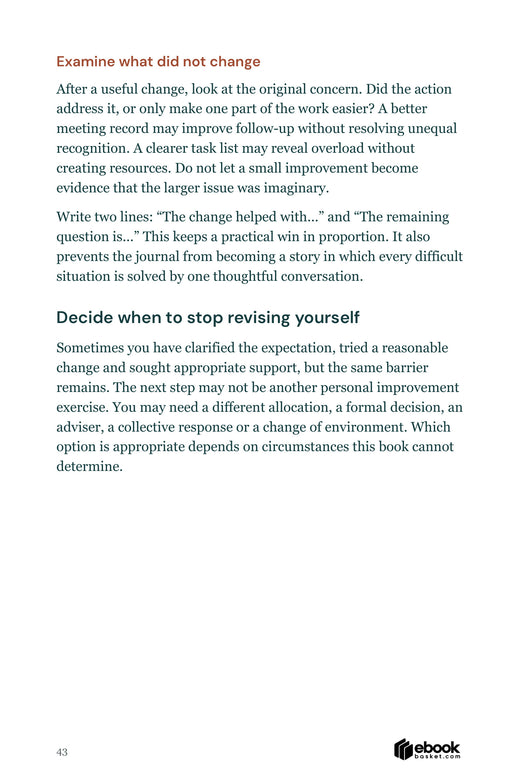 Leadership journal sample about reviewing a work experiment and deciding when a different kind of support is needed.